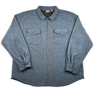 LL Bean Men's XL R Full-Zip Blue Fleece Outdoor Hiking Shacket Jacket Pockets